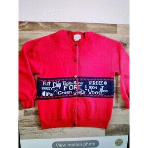 Vintage GrannyCore Golf Cardigan 1980s Preppy Novelty Knit Size Large USA Y2K